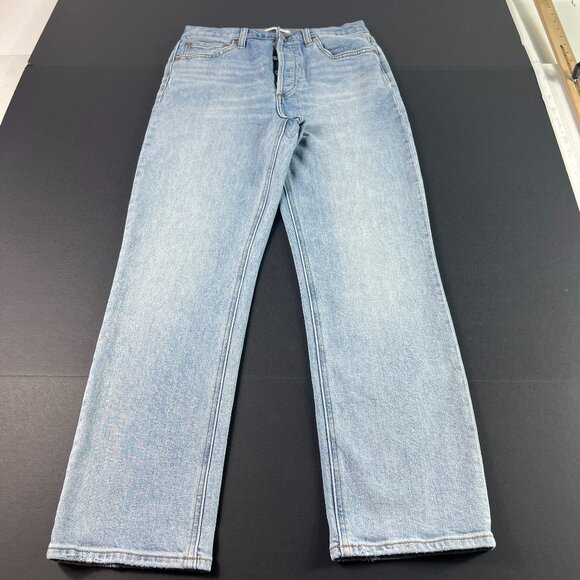 Denim Forum Jeans Women's 27x26* Arlo High Rise Straight Light Blue Denim Tag 27 - Picture 1 of 16